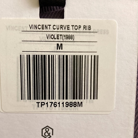 Agnes & Dora | NEW Vincent Lavender V-Neck Ribbed Top Long Sleeves M - Picture 4 of 5